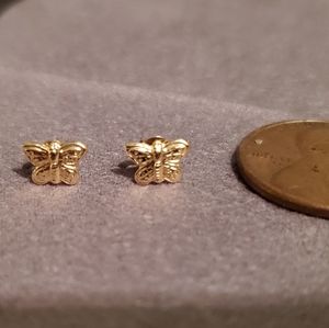 Genuine gold butterfly earrings